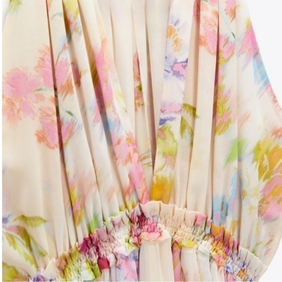 ZARA Long Multicolored Floral Print Dress BNWT - Picture 4 of 5